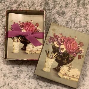 Vintage Floral Stationery Boxed Set of 16 blank cards with Pink Ribbon Resale